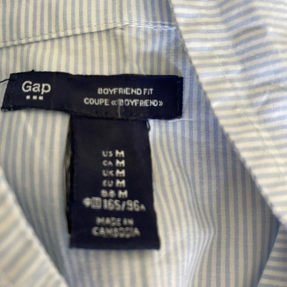 Gap Boyfriend Shirt -M blue striped , cotton - Picture 3 of 6